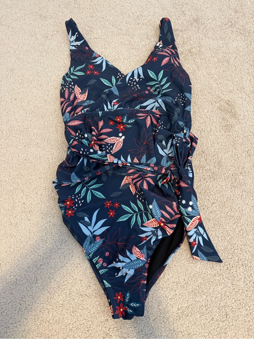 Pinkblush maternity Navy Floral One-Piece Swimsuit size S